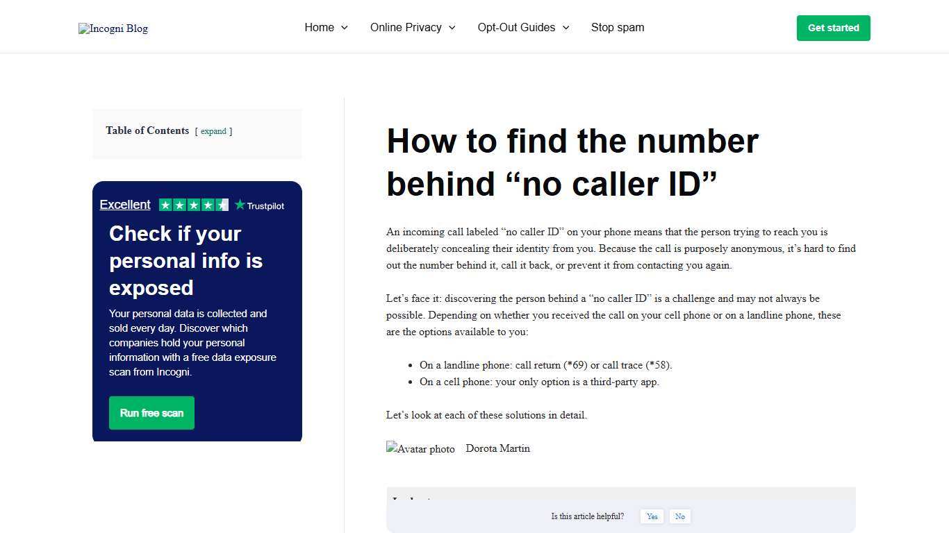 How to find the number behind “no caller ID” [2026] Incogni