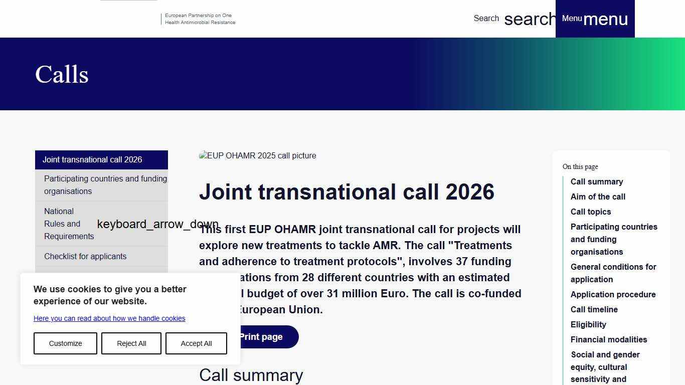 Joint transnational call 2026 - EUP OHAMR